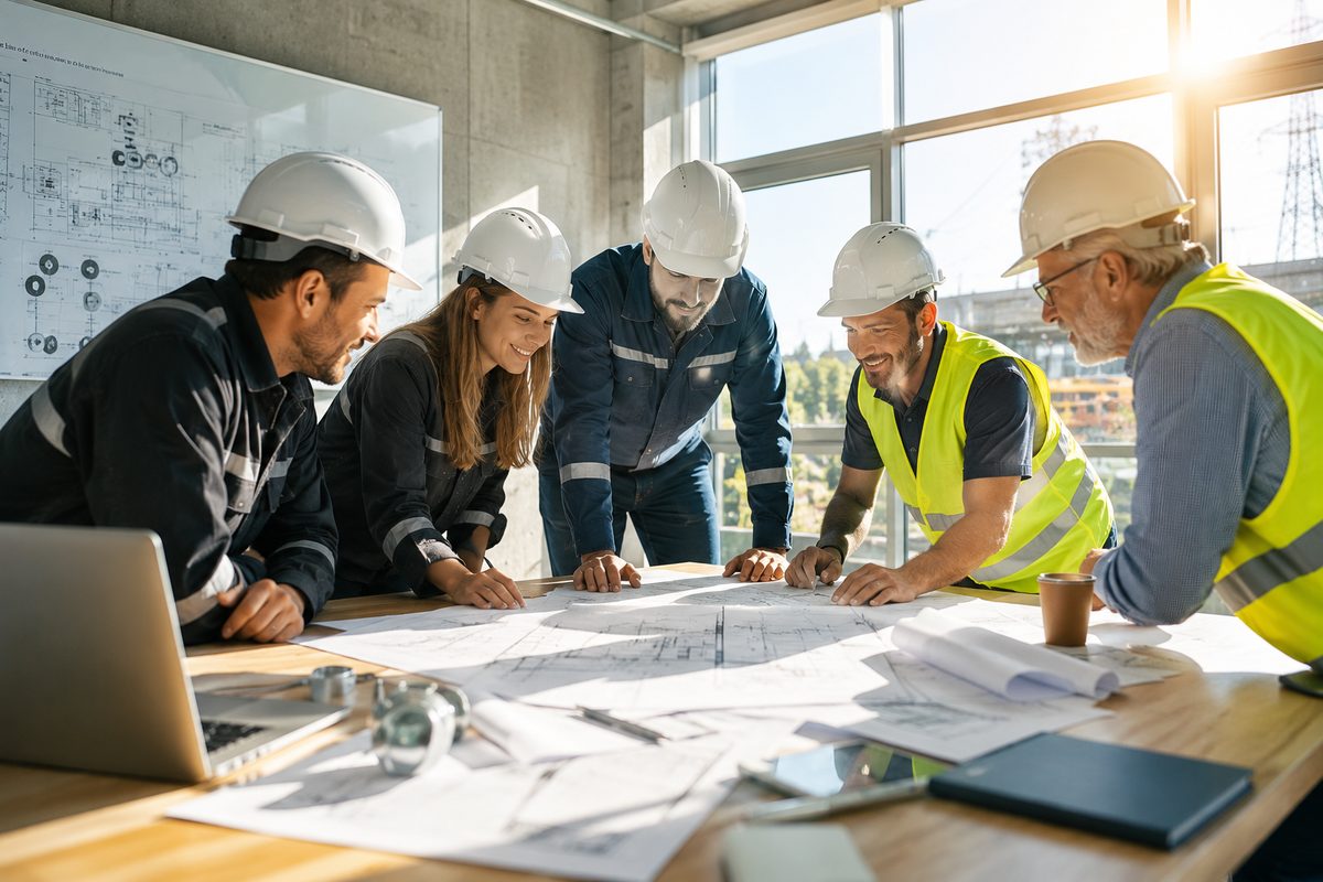 L'équipe technique de Wolt Solution Energy autour d'un projet de rénovation énergétique